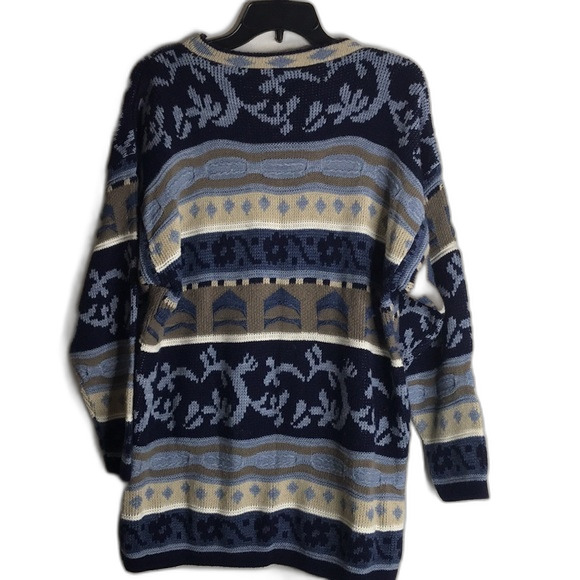 ladies 3D knit fair isle coogi style printed pullover sweater ladies large - Picture 9 of 12